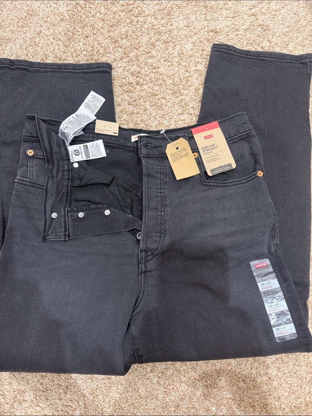 Levi's Black ribcage ankle jeans sz 30x27 - Picture 2 of 4